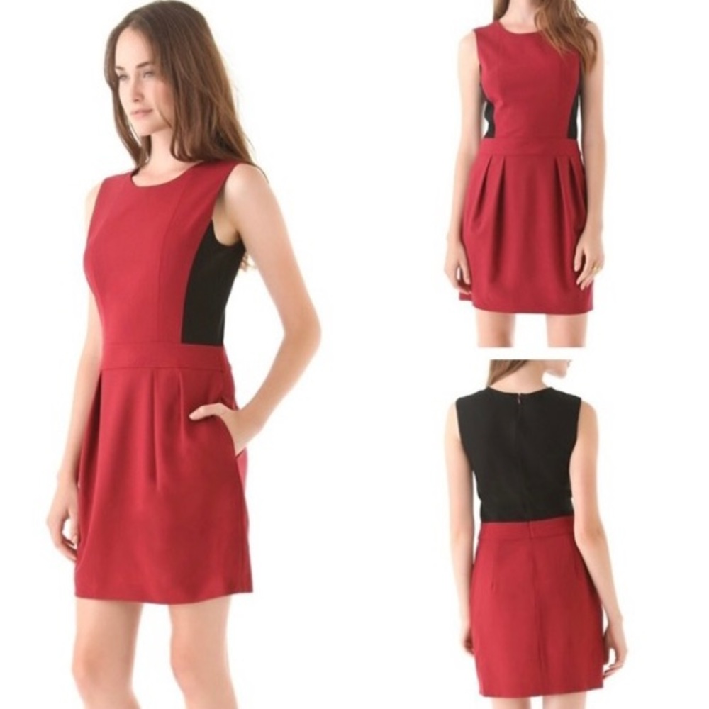 Theory Darua Tailor Color Block Wool Shift Dress Size 4